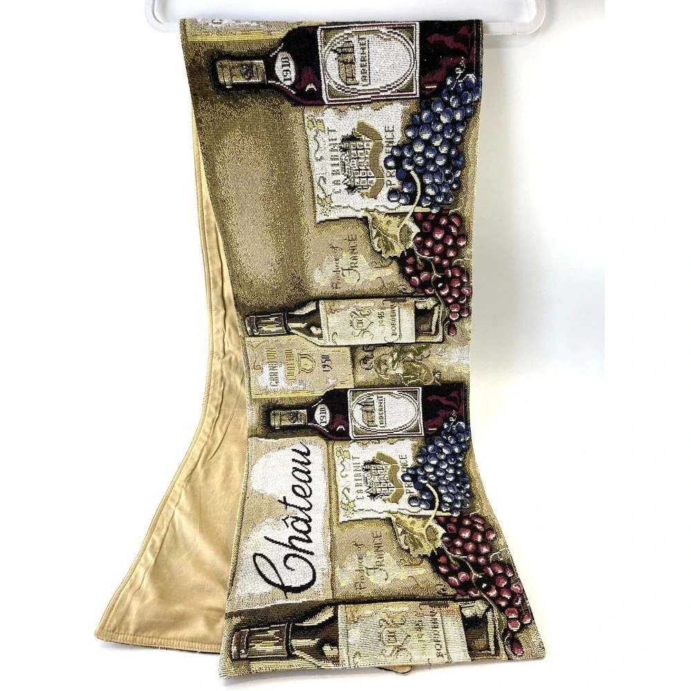 Woven Tapestry Chateau French Wine Grapes Table Runner 69